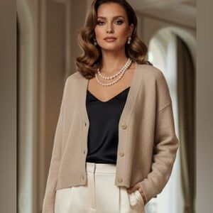 Cozy luxe Marc O’Polo Alpaca blend  cropped vneck cardigan old money, minimalist